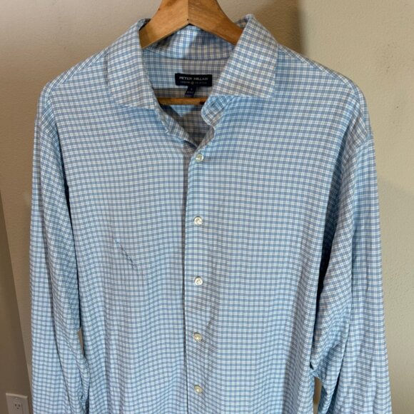 Peter Millar Wes Stretch Nylon Sport Shirt in Light Blue Mens LG Crown Crafted - Picture 6 of 12